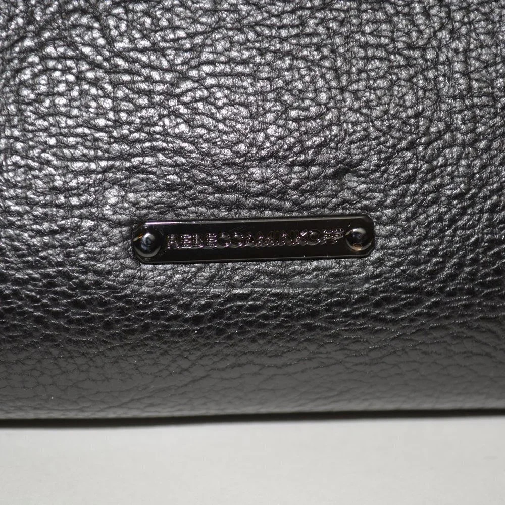 REBECCA MINKOFF COPENHAGEN BLACK/ WHITE PEBBLED LEATHER TOTE - Picture 4 of 16
